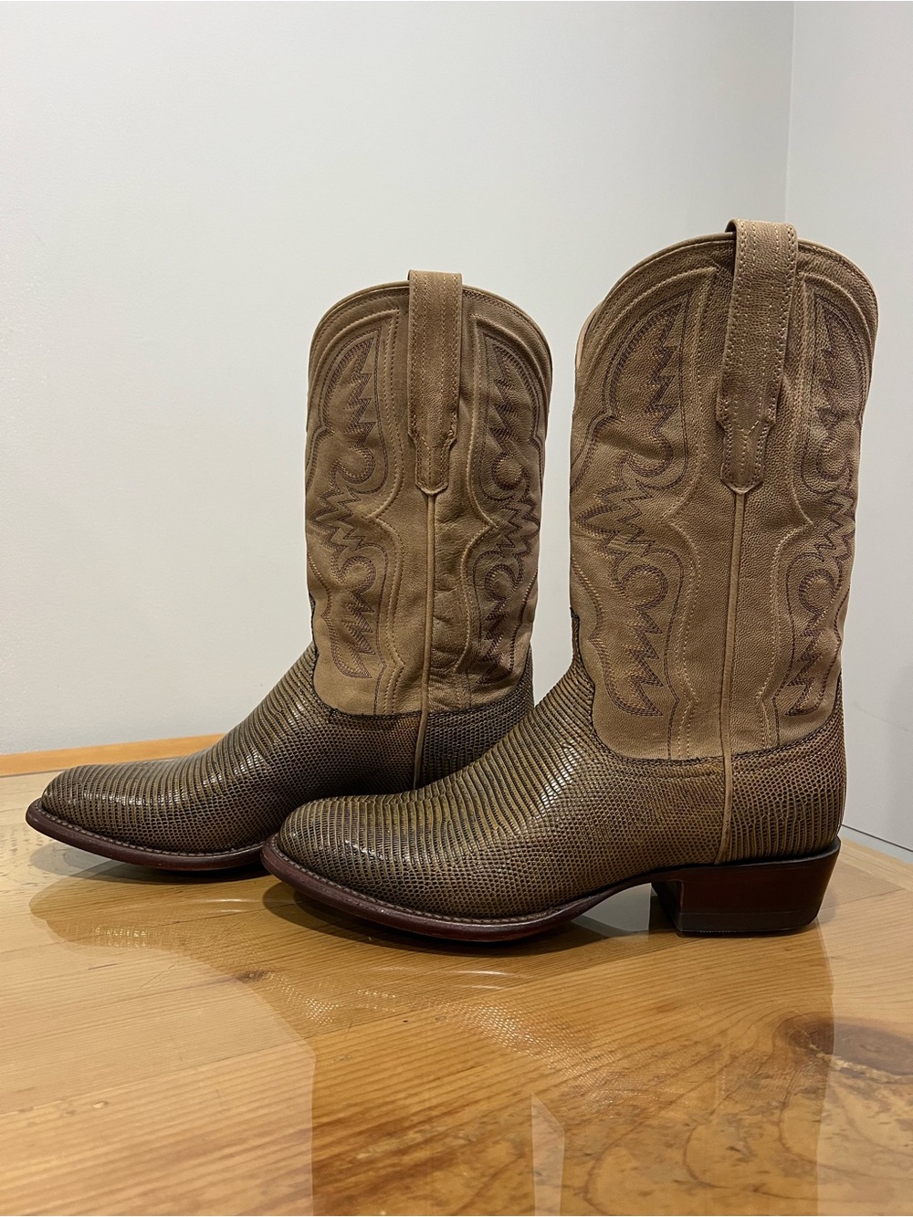 Tecovas Nolan Burnt Cedar Lizard Western Boots size 8.5